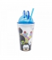 Copo Azul Com Canudo E Orelhas Mickey & Minnie Tsum Tsum 450ml - Disney