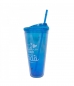Copo Gigante Com Canudo Azul 950ml - Projeto Kiwi