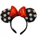 Tiara Laço Vermelho Orelhas Preto Branco Minnie Lantejoulas - Disney