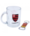 Caneca De Vidro Com Abridor De Garrafas 350ml -  Flamengo